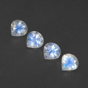 Gemas de piedra de luna arcoíris blanco natural de  ct, en forma de pera, transparente