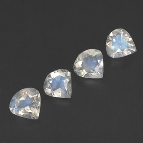 Gemas de piedra de luna arcoíris blanco natural de 1,35 ct, en forma de pera, transparente
