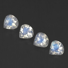 Gemas de piedra de luna arcoíris blanco natural de 1,52 ct, en forma de pera, transparente