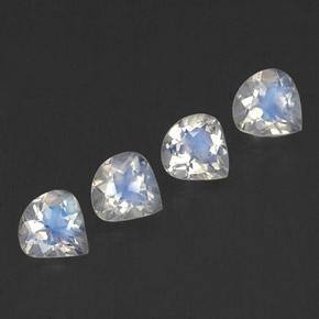 Gemas de piedra de luna arcoíris blanco natural de 1,52 ct, en forma de pera, transparente
