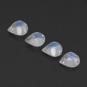 Gemas de piedra de luna arcoíris blanco natural de 1,52 ct, en forma de pera, transparente