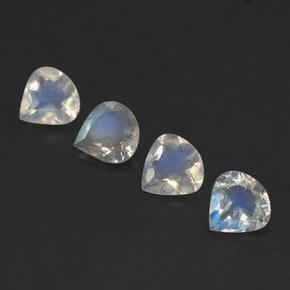 Gemas de piedra de luna arcoíris blanco natural de 1,15 ct, en forma de pera, transparente