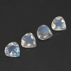 Gemas de piedra de luna arcoíris blanco natural de 1,15 ct, en forma de pera, transparente