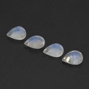 Gemas de piedra de luna arcoíris blanco natural de 1,15 ct, en forma de pera, transparente