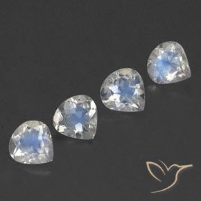 Gemas de Piedra lunar arcoíris Blanco azulado natural de 1.54 ct, En forma de pera, Transparente