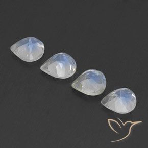 Gemas de Piedra lunar arcoíris Blanco azulado natural de 1.54 ct, En forma de pera, Transparente