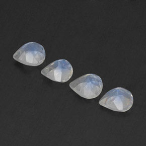 Gemas de piedra de luna arcoíris blanco natural de 1,35 ct, en forma de pera, transparente