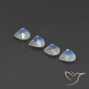 Gemas de Piedra lunar arcoíris Blanco azulado natural de 1.63 ct, En forma de pera, Transparente