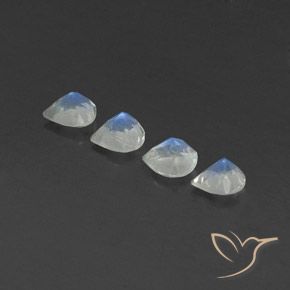 Gemas de Piedra lunar arcoíris Blanco azulado natural de 1.56 ct, En forma de pera, Transparente