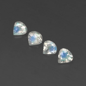 Gemas de piedra de luna arcoíris blanco natural de 1,44 ct, en forma de pera, transparente