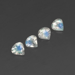 Gemas de piedra de luna arcoíris blanco natural de 1,44 ct, en forma de pera, transparente