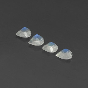 Gemas de piedra de luna arcoíris blanco natural de 1,44 ct, en forma de pera, transparente