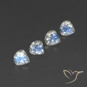 Gemas de Piedra lunar arcoíris Blanco azulado natural de 1.52 ct, En forma de pera, Transparente