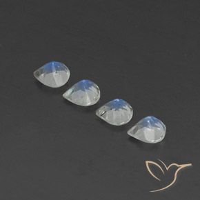 Gemas de Piedra lunar arcoíris Blanco azulado natural de 1.52 ct, En forma de pera, Transparente