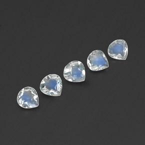 Gemas de piedra de luna arcoíris blanco natural de 1,27 ct, en forma de pera, transparente
