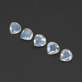 Gemas de piedra de luna arcoíris blanco natural de 1,27 ct, en forma de pera, transparente