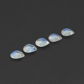 Gemas de piedra de luna arcoíris blanco natural de 1,27 ct, en forma de pera, transparente