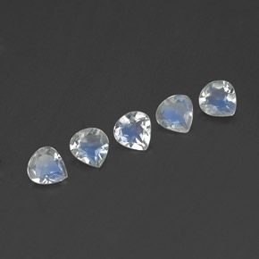 Gemas de piedra de luna arcoíris blanco natural de 1,17 ct, en forma de pera, transparente