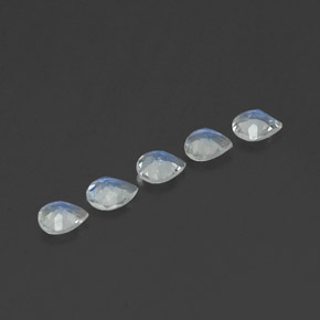 Gemas de piedra de luna arcoíris blanco natural de 1,17 ct, en forma de pera, transparente
