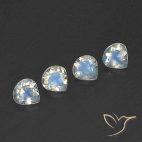 1.30ctw Natural Blanco azulado Piedra lunar arcoíris, En forma de pera, Transparente