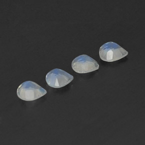 Gemas de piedra de luna arcoíris blanco natural de 1,30 ct, en forma de pera, transparente