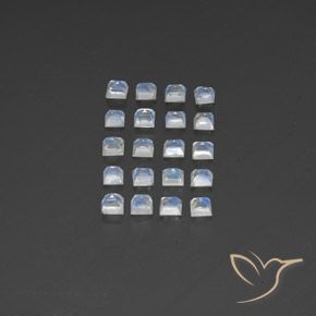 Gemas de Piedra lunar arcoíris Blanco azulado natural de 2.91 ct, Cuadrado, Transparente / Translúcido
