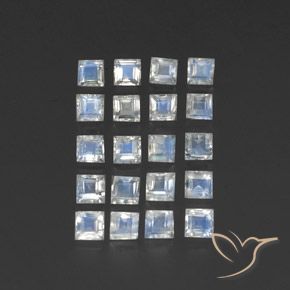 Gemas de Piedra lunar arcoíris Blanco azulado natural de 2.42 ct, Cuadrado, Transparente