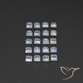 Gemas de Piedra lunar arcoíris Blanco azulado natural de 2.42 ct, Cuadrado, Transparente