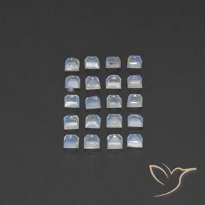 Gemas de Piedra lunar arcoíris Blanco azulado natural de 2.56 ct, Cuadrado, Transparente
