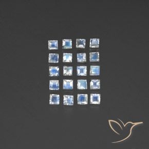 Gemas de piedra de luna arcoíris blanco natural de 2,94 ct, cuadrado, transparente