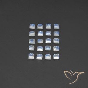Gemas de piedra de luna arcoíris blanco natural de 2,94 ct, cuadrado, transparente