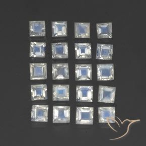 Gemas de Piedra lunar arcoíris Blanco azulado natural de 2.87 ct, Cuadrado, Transparente