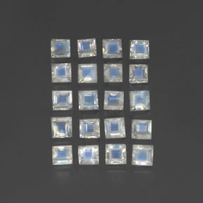Gemas de piedra de luna arcoíris blanco natural de  ct, cuadrado, transparente