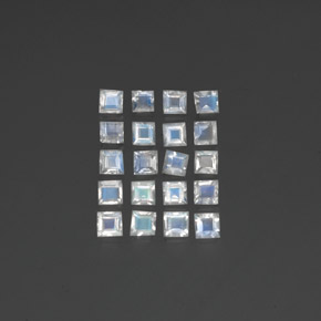 Gemas de piedra de luna arcoíris blanco natural de 2,28 ct, cuadrado, transparente