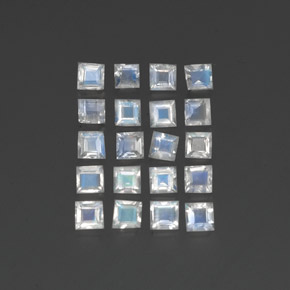 Gemas de piedra de luna arcoíris blanco natural de 2,28 ct, cuadrado, transparente