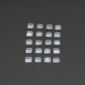 Gemas de piedra de luna arcoíris blanco natural de 2,28 ct, cuadrado, transparente