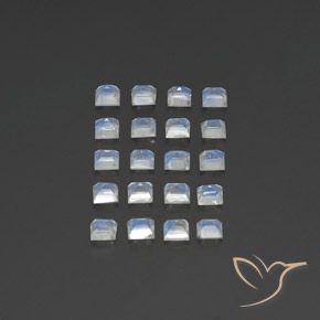 Gemas de Piedra lunar arcoíris Blanco azulado natural de 2.74 ct, Cuadrado, Transparente