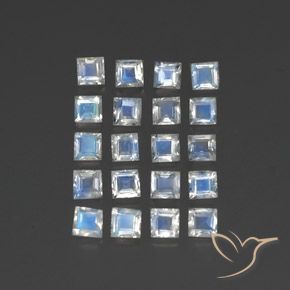 Gemas de Piedra lunar arcoíris Blanco azulado natural de 2.74 ct, Cuadrado, Transparente