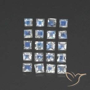 Gemas de Piedra lunar arcoíris Blanco azulado natural de 2.64 ct, Cuadrado, Transparente
