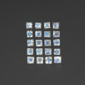 Gemas de piedra de luna arcoíris blanco natural de 2,88 ct, cuadrado, transparente