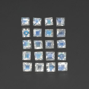 Gemas de piedra de luna arcoíris blanco natural de 2,88 ct, cuadrado, transparente
