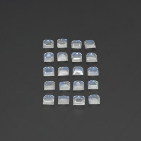 Gemas de piedra de luna arcoíris blanco natural de 2,88 ct, cuadrado, transparente