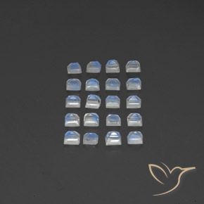 Gemas de Piedra lunar arcoíris Blanco azulado natural de 3.06 ct, Cuadrado, Transparente