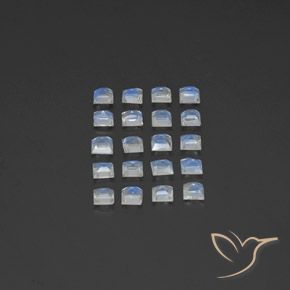 Gemas de Piedra lunar arcoíris Blanco azulado natural de 3.25 ct, Cuadrado, Transparente