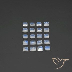 Gemas de Piedra lunar arcoíris Blanco azulado natural de 2.95 ct, Cuadrado, Transparente