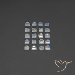 Gemas de Piedra lunar arcoíris Blanco azulado natural de 3.44 ct, Cuadrado, Transparente