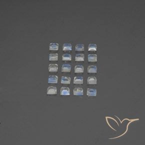 Gemas de Piedra lunar arcoíris Blanco azulado natural de 2.66 ct, Cuadrado, Transparente
