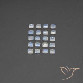 Gemas de Piedra lunar arcoíris Blanco azulado natural de 2.39 ct, Cuadrado, Transparente