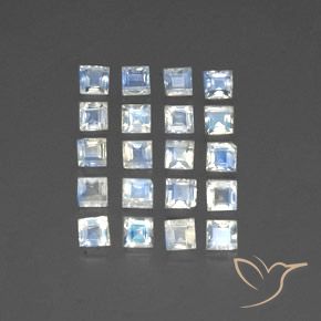 Gemas de Piedra lunar arcoíris Blanco azulado natural de 3.16 ct, Cuadrado, Transparente