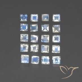 Gemas de Piedra lunar arcoíris Blanco azulado natural de 2.81 ct, Cuadrado, Transparente